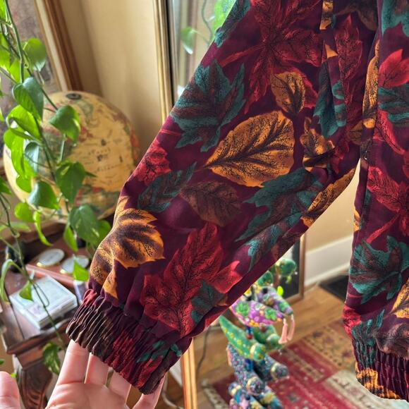 Vintage Teddi Fall Leaves Windbreaker Jacket 80s 90s Grandpa - Picture 5 of 6